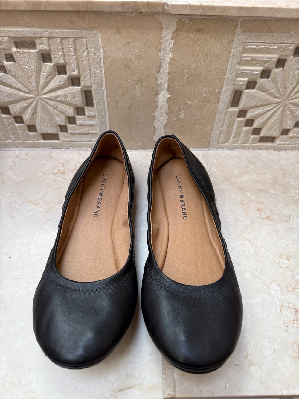 Lucky Brand Black Leather Slip-On Ballet Flats